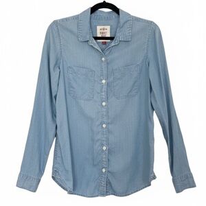 SO Women’s Blue Chambray Button Down Shirt Lightweight Ultra Soft Relaxed Fit S